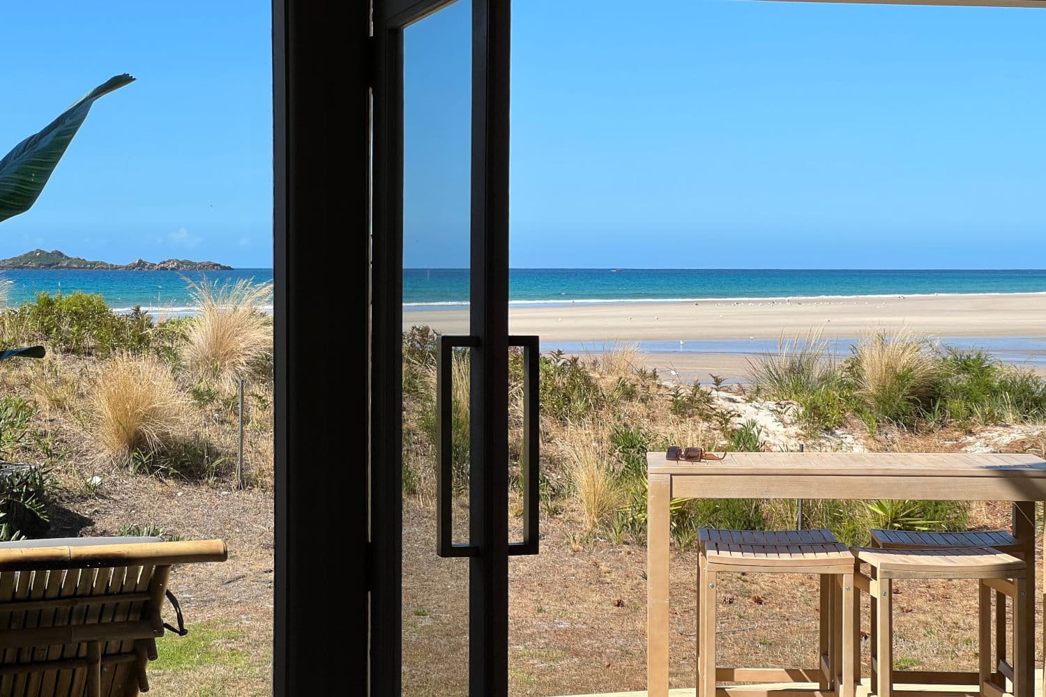 Beach view with bench