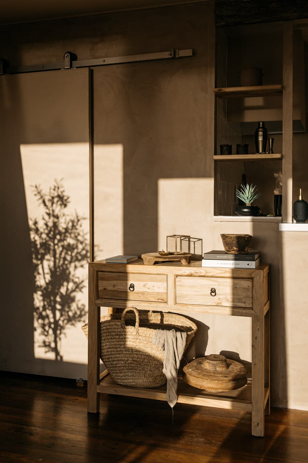 A side table in the living area